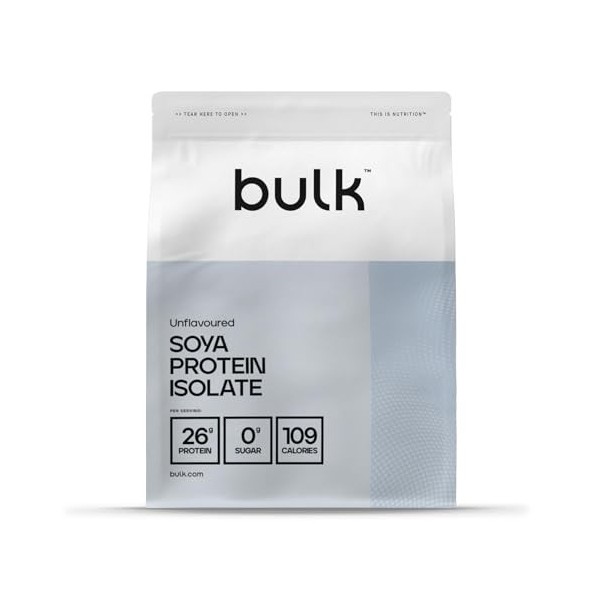 Bulk Isolat De Protéine De Soja, Protéine Vegan en Poudre, Nature, 1 kg Protéines de soja