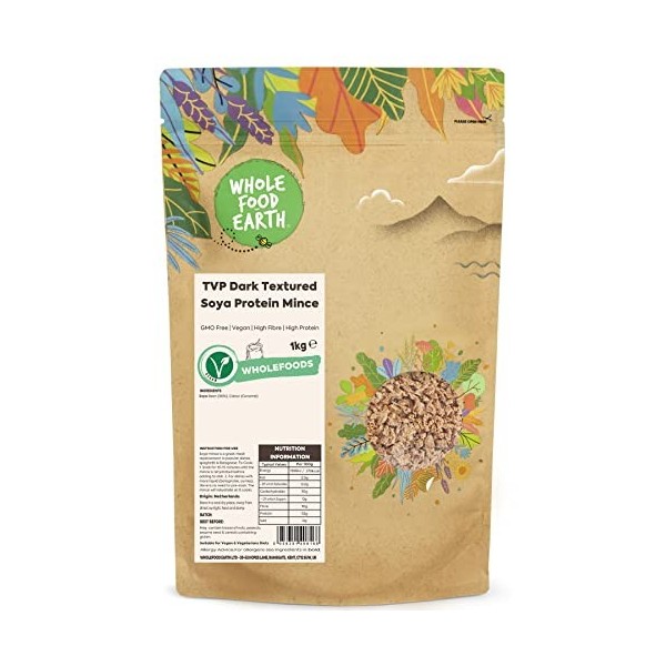 Wholefood Earth Protéine de Soja Texturée PVT - Sans OGM, Vegan, 500 g Protéines de soja