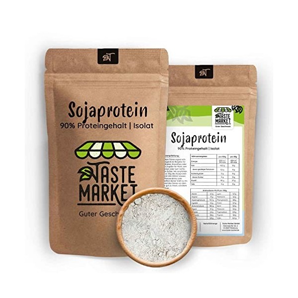 1 kg disolat de protéines de soja | Poudre de protéines de soja | Teneur en protéines 90 % | Végétalien | Poudre de protéine