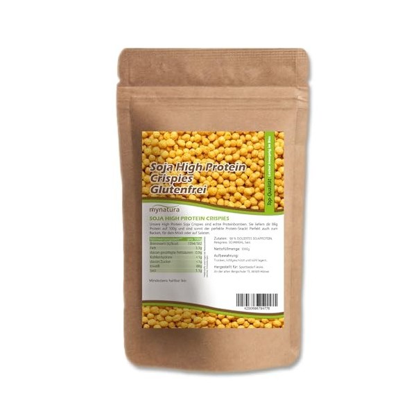 Mynatura Crispies de soja à haute teneur en protéines, 88 % de protéines, protéines végétaliennes, protéines végétales, proté