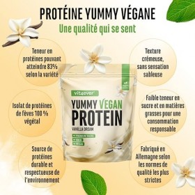 Yummy Vegan Protein Vanilla Dream – Shake protéiné végétal avec 24,9 g de protéines par portion à base d’isolat de fève avec 
