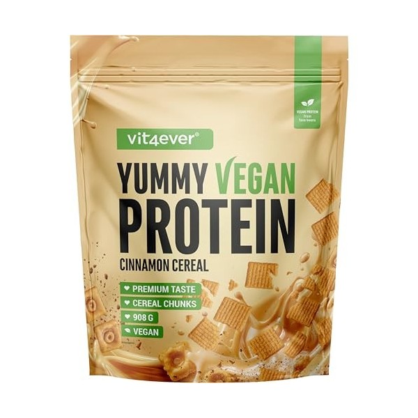 Yummy Vegan Protein Vanilla Dream – Shake protéiné végétal avec 24,9 g de protéines par portion à base d’isolat de fève avec 