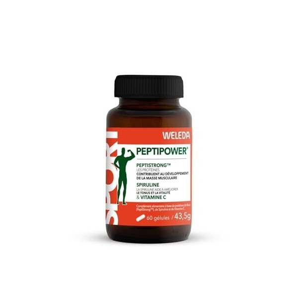 WELEDA Complément Alimentaire PeptiPower® – Protéines Hydrolysées De Fève PeptiStrong™, Spiruline Bio, Vitamine C, Force, Ton