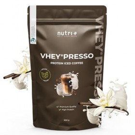 Nutri + Protein Iced Coffee Vanilla - Vheypresso Café protéiné avec Caféine 800 g - Poudre de Vanille sans Lactose + Gluten -