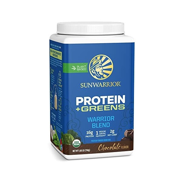 Sunwarrior Warrior Blend + Greens 750g Chocolat - Protéines - Protéines végétaliennes Protéines de plantes