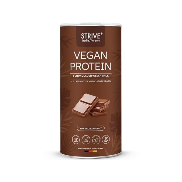 STRIVE Protéines végétaliennes | Caramel salé | 24 g de protéines par portion, qualité testée en laboratoire, profil complet 