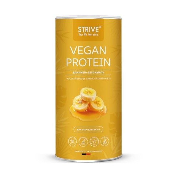 STRIVE Protéines végétaliennes | Caramel salé | 24 g de protéines par portion, qualité testée en laboratoire, profil complet 