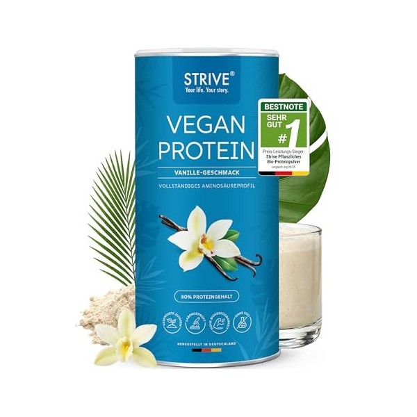 STRIVE Protéines végétaliennes | Caramel salé | 24 g de protéines par portion, qualité testée en laboratoire, profil complet 