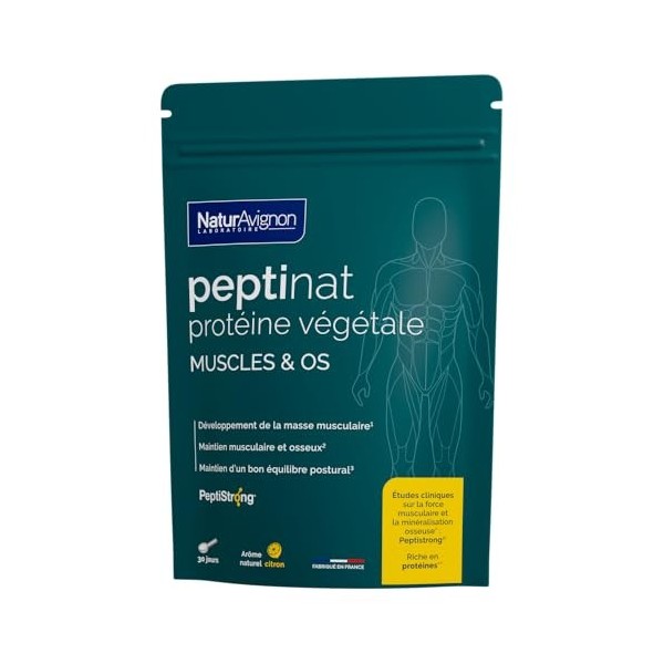 Peptinat proteine végétale I complement alimentaire | Muscles | Os I Peptides de fèves I vitamine d I Poudre | Goût citron I 