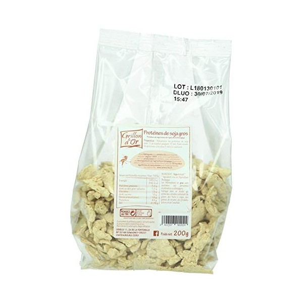 Grillon dOr - Protéines de Soja Gros bio - 200 g Protéines de plantes