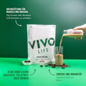 Vivo Life poudre de protéine végétalienne - 21 grammes de protéines végétales par portion, 30 portions 960g - avec du sel d