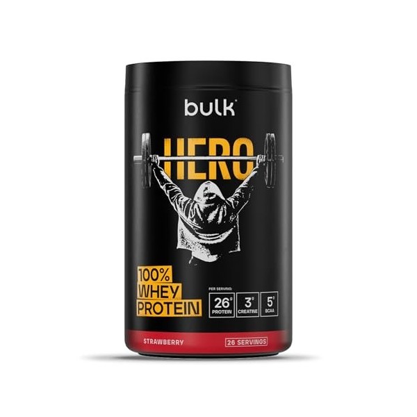 Bulk Hero 100% Whey Protéine en Poudre | Double Chocolat | 910g | 26g Protéine + 3g Créatine | 5g BCAA | Faible en Sucre | Ab...