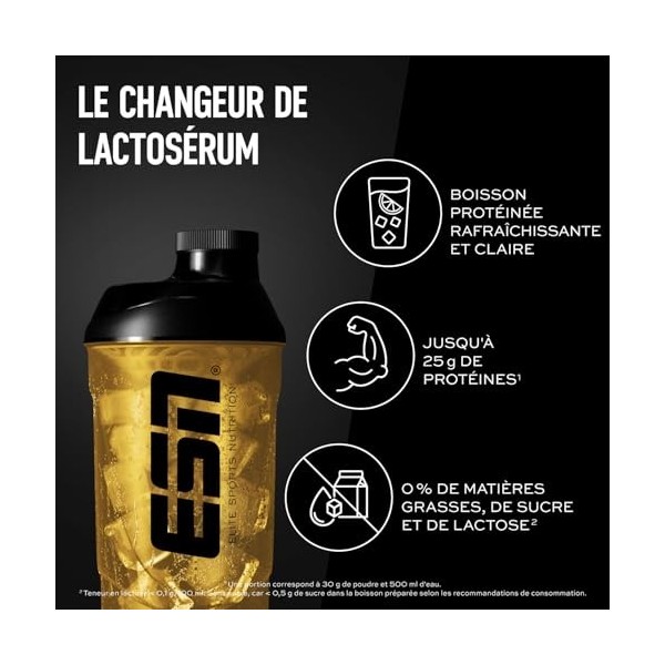 ESN ISOCLEAR Whey Isolate Protein Powder, 1000 g, Glacé à la pêche, boisson protéinée au goût fruité et délicieux, clear Whey