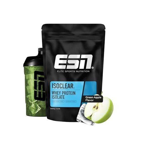 ESN ISOCLEAR Whey Isolate Protein Powder, 1000 g, Glacé à la pêche, boisson protéinée au goût fruité et délicieux, clear Whey