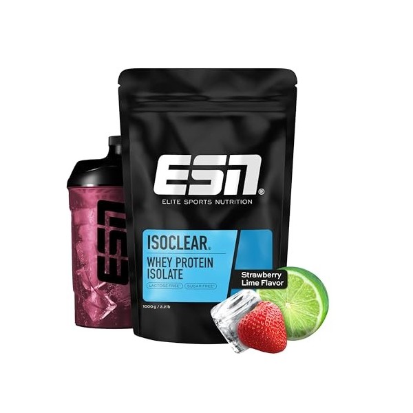 ESN ISOCLEAR Whey Isolate Protein Powder, 1000 g, Glacé à la pêche, boisson protéinée au goût fruité et délicieux, clear Whey