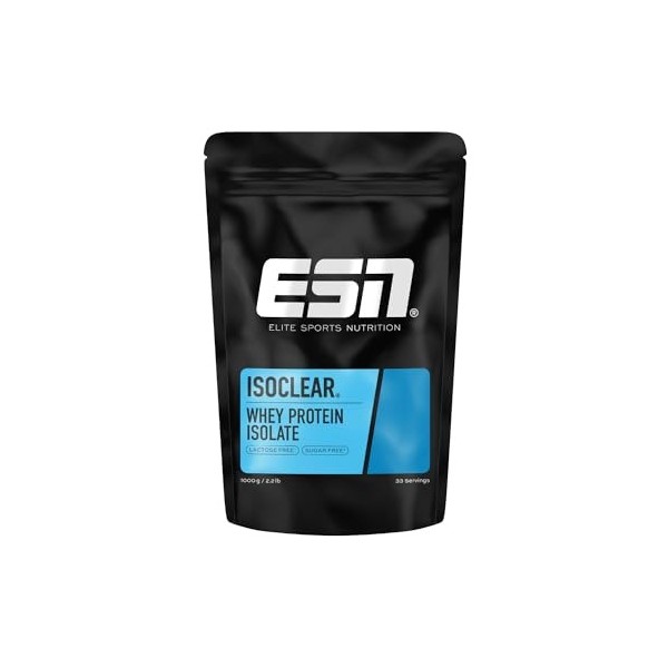 ESN ISOCLEAR Whey Isolate Protein Powder, 1000 g, Glacé à la pêche, boisson protéinée au goût fruité et délicieux, clear Whey