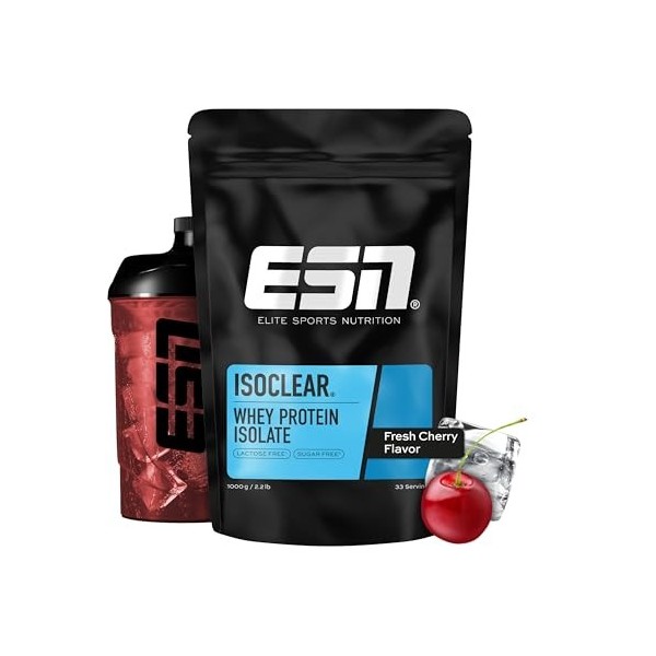 ESN ISOCLEAR Whey Isolate Protein Powder, 1000 g, Glacé à la pêche, boisson protéinée au goût fruité et délicieux, clear Whey