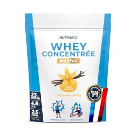 NUTRI & CO Whey Concentrate Native - Jusqu’à 80% de Protéines - Pur Lait Français Low Lactose Digestion Facile - Riche en BCA