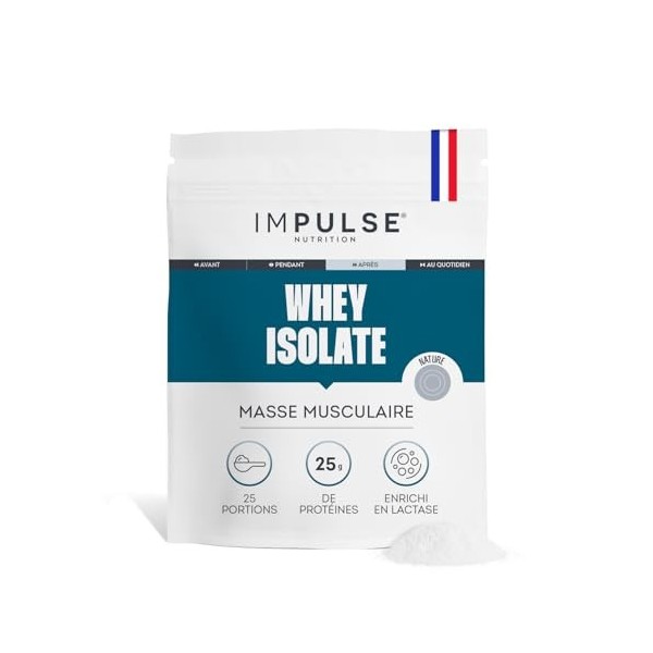 Impulse Nutrition - Whey Isolate Chocolat - Protéines et BCAA - 25g Protéines/Portion - Digestion Facilitée - Faible en Sucre...
