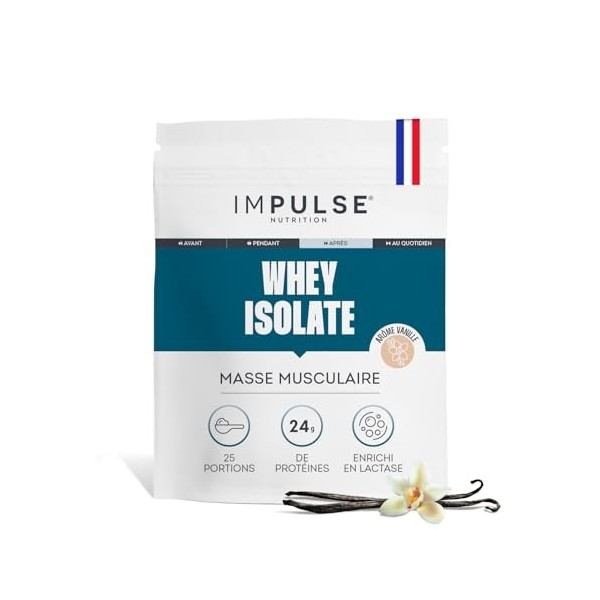 Impulse Nutrition - Whey Isolate Chocolat - Protéines et BCAA - 25g Protéines/Portion - Digestion Facilitée - Faible en Sucre...