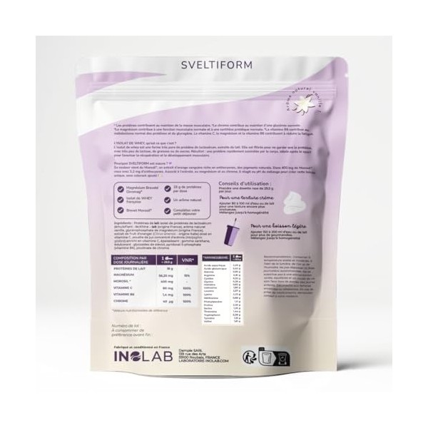 INOLAB Protéine Minceur 360 | Pure Whey Isolate + Morosil + Magnésium B6 + Chrome +Acérola | Musculation + perte de poids + É