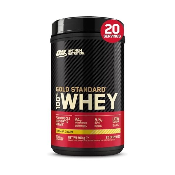 Optimum Nutrition Gold Standard 100% Whey, Protéine en Poudre, Goût Double Chocolat Riche, 620g, 20 Doses