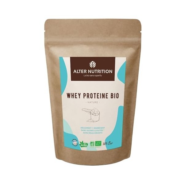 ALTER NUTRITION - Whey Protéine Bio - Cacao - Prise De Masse - Récupération - BCAA - Lait De Vache Bio - Sans Sucres Ajoutés ...