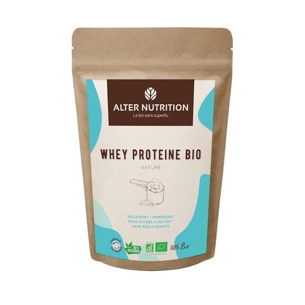ALTER NUTRITION - Whey Protéine Bio - Cacao - Prise De Masse - Récupération - BCAA - Lait De Vache Bio - Sans Sucres Ajoutés ...