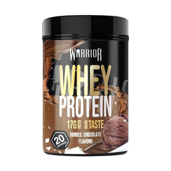 Poudre protéinée Warrior Whey 500 g jusqu’à 36 g par portion - Goût délicieux et riche en acides aminés - 20 portions Doub