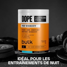 Dope Poudre Pré-Entraînement Sans Caféine | Blue Raspberry | 510g | 30 Portions | Sans Stimulants | 3,2g Beta Alanine | 3g Cr...