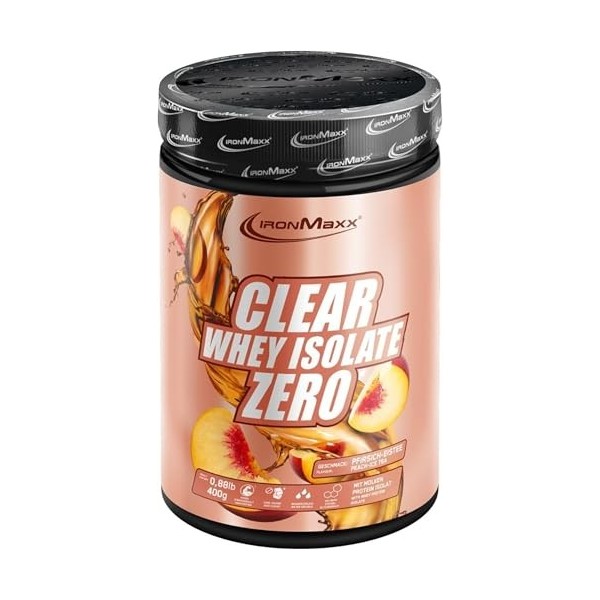 IronMaxx Clear Whey Isolate Zero - Pêche Ice Tea 400g | Whey Protein Isolate | Proteine Whey Sans Sucre | Clear Whey Boisson ...