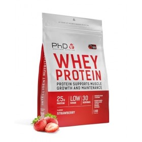 PhD Nutrition Whey Protein en poudre 500g Fraise – Poudre de protéines riche en protéines avec 25g de protéines par portion, ...