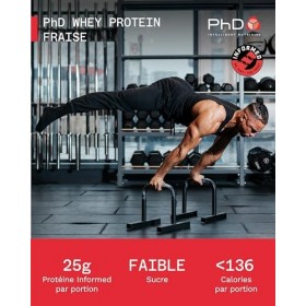 PhD Nutrition Whey Protein en poudre 500g Fraise – Poudre de protéines riche en protéines avec 25g de protéines par portion, ...