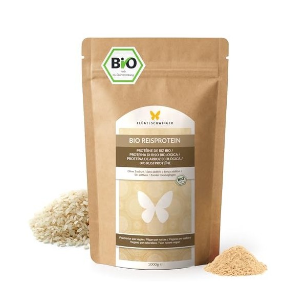 1 kg de protéine de riz BIO avec 84,4% de protéines, sans additifs, naturellement végan, sans soja 1000g 