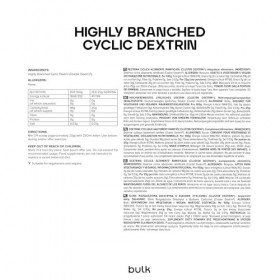 Bulk Dextrine cyclique hautement ramifiée Cluster Dextrin , 500 g, 20 Portions