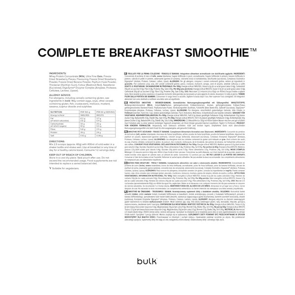 Bulk Smoothie petit déjeuner, Fraise Banane, 500 g, 8 Portions