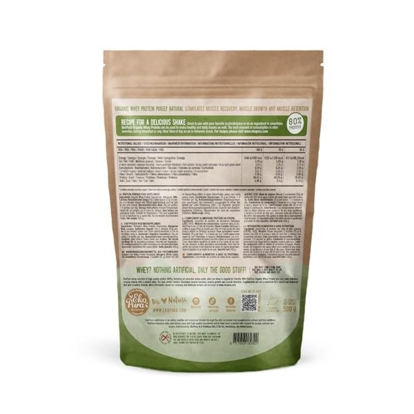 Protéine de lactosérum organique - Naturel - 80% de Protéines - Bio Certifié - Sérum biologique dérivé de vaches heureuses et