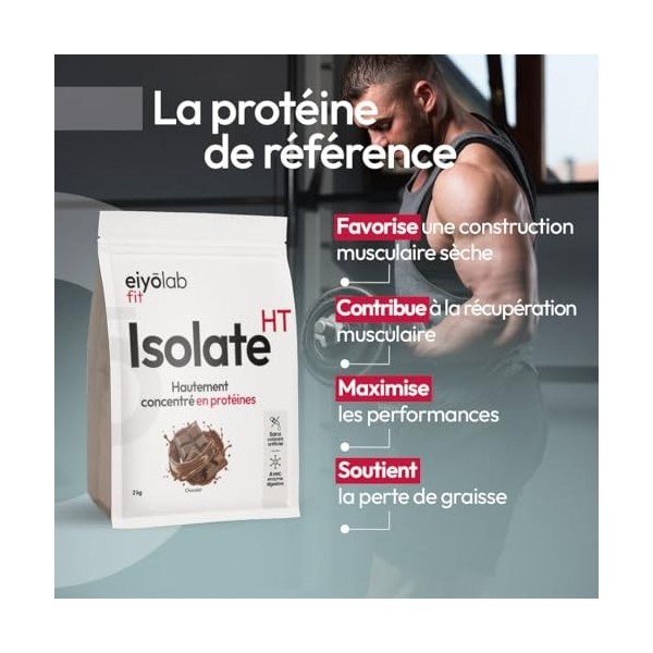 ISOLATE HT | Whey Isolat de Protéines en Poudre | Jusqu’à 88% de Protéines | Riche en BCAA + Glutamine | Musculation Rapide e...