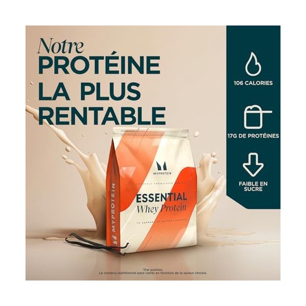 Myprotein Essentielles Protéines de lactosérum | Vanille 1 kg | 16 g de protéines par portion | Faible teneur en sucre, moins