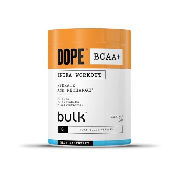 Dope BCAA+ | Poudre Intra-Entraînement | Strawberry Lime | 360 g | 30 Portions | 5g BCAAs | Mélange dÉlectrolytes | Glutamin ...