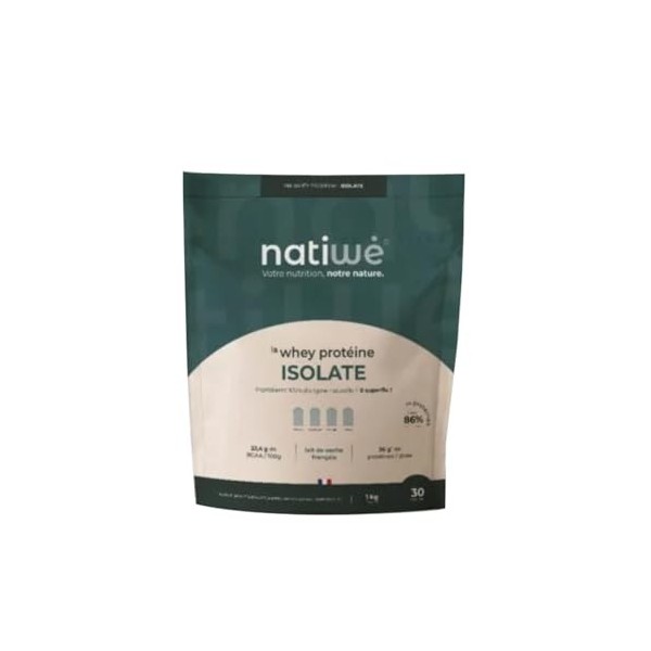 NATIWÉ - Whey Protéine Isolate - Goût Vanille - Prise De Masse - Meilleure Densité Osseuse, Récupération & Performance - BCAA...