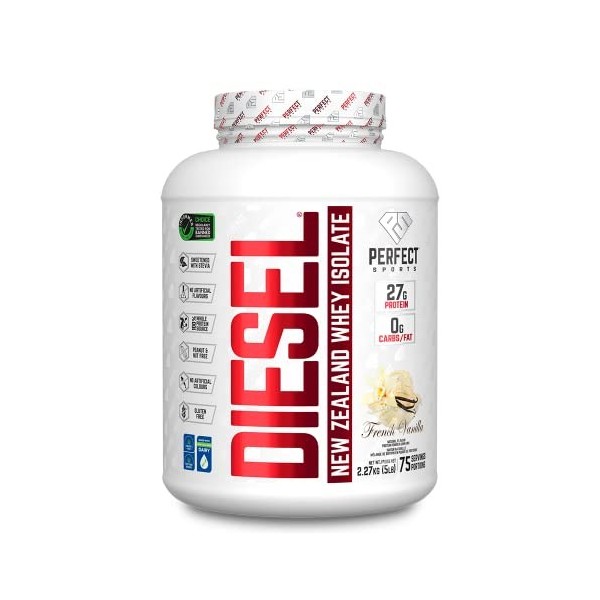 DIESEL Isolat de Protéine de Lactosérum de Nouvelle-Zélande Nourri à lHerbe/Stevia Sucré/Aromatisé Naturellement à la Vanill