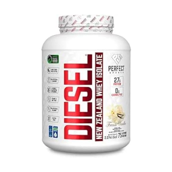 DIESEL Isolat de Protéine de Lactosérum de Nouvelle-Zélande Nourri à lHerbe/Stevia Sucré/Aromatisé Naturellement à la Vanill