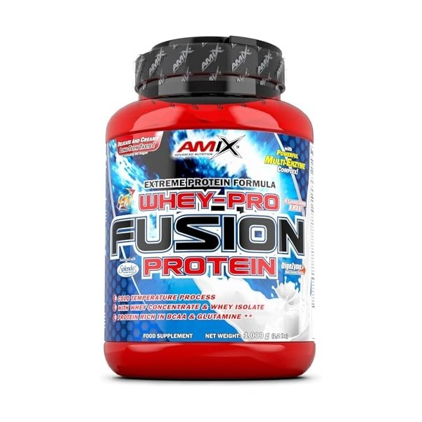 AMIX Whey Pro-Fusion Protein - Complément de Protéines Isolées en Poudre pour Augmenter la Masse Musculaire - Avec Enzymes Di...