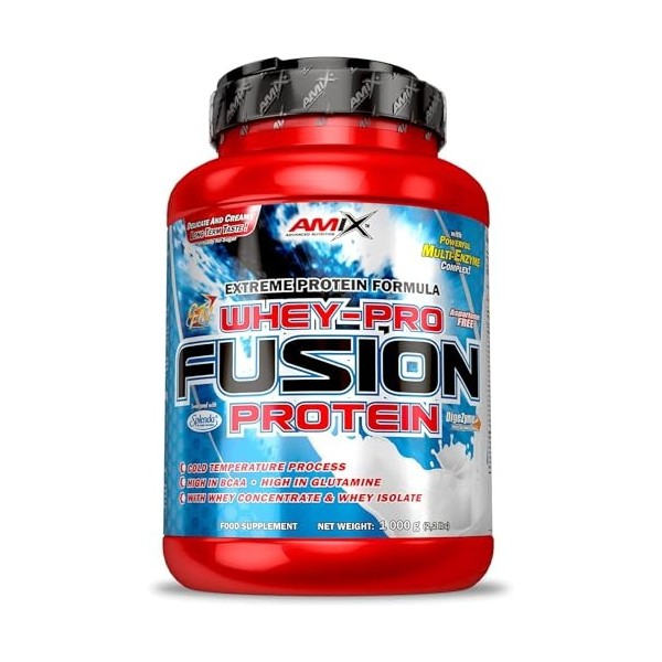 AMIX Whey Pro-Fusion Protein - Complément de Protéines Isolées en Poudre pour Augmenter la Masse Musculaire - Avec Enzymes Di...