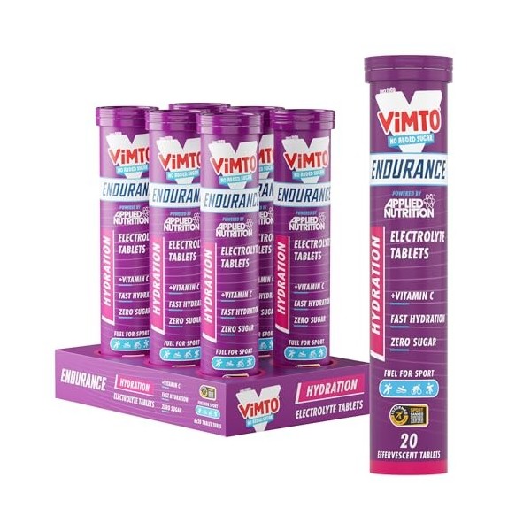 Applied Nutrition Endurance Hydration Electrolyte Effervescent Tablets, Vimto - 6 x 20 tabs