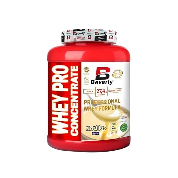 Beverly Whey Pro - Concentré de protéines de lactosérum - 2 kg - 28 g de protéines par portion - 58 portions - Tonifie et aug...