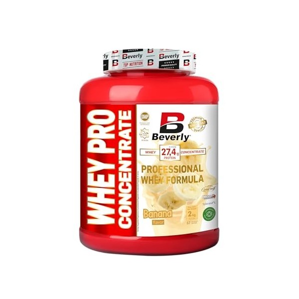 Beverly Whey Pro - Concentré de protéines de lactosérum - 2 kg - 28 g de protéines par portion - 58 portions - Tonifie et aug...
