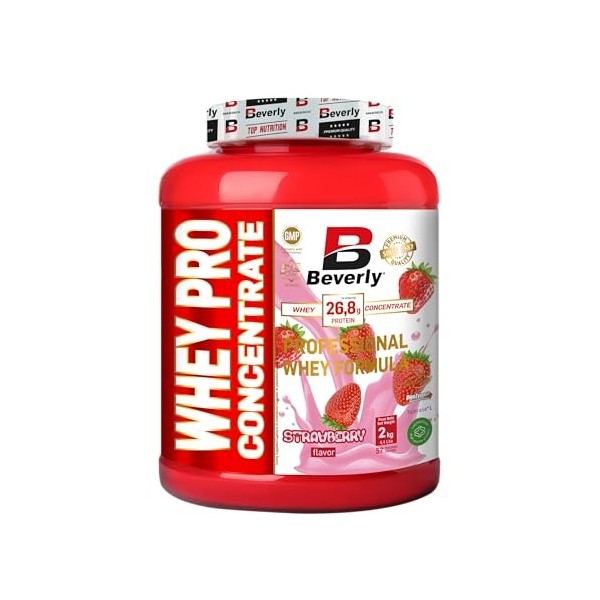 Beverly Whey Pro - Concentré de protéines de lactosérum - 2 kg - 28 g de protéines par portion - 58 portions - Tonifie et aug...