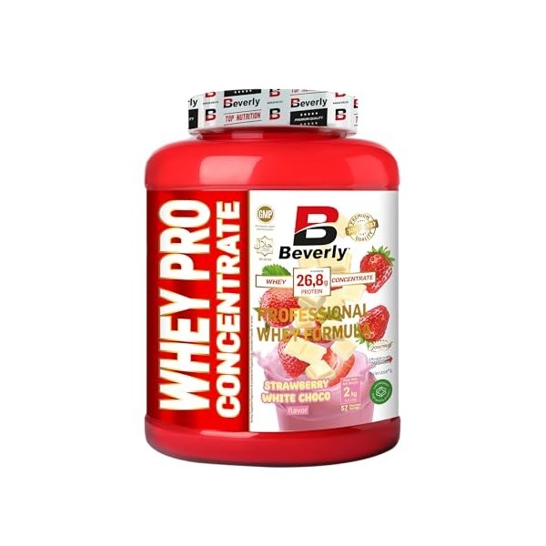 Beverly Whey Pro - Concentré de protéines de lactosérum - 2 kg - 28 g de protéines par portion - 58 portions - Tonifie et aug...